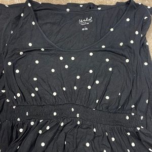 Long sleeve polka dot maternity dress